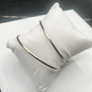 Vintage Set of 2 Thin Bangle Bracelet Silver Tone Stacking Simple Jewellery